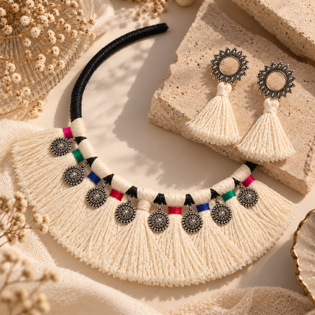 Dhola Latkan Mandal Festive Necklace Set - image 3