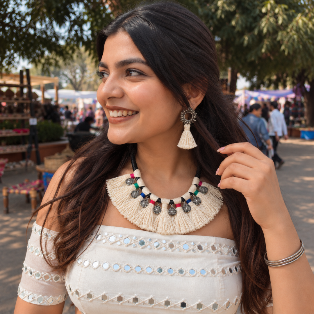 Dhola Latkan Mandal Festive Necklace Set - image 4