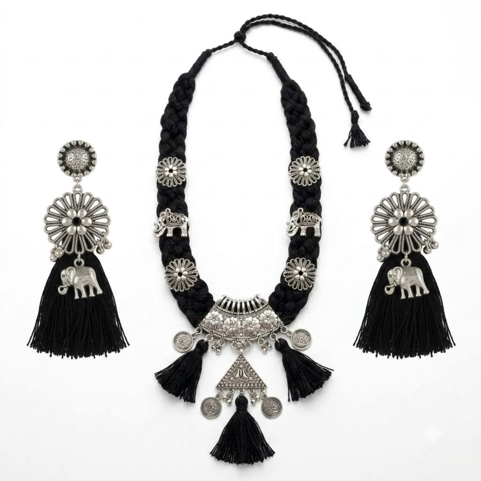 Kaali Gajraaj Phool Tassel Necklace Set - image 2