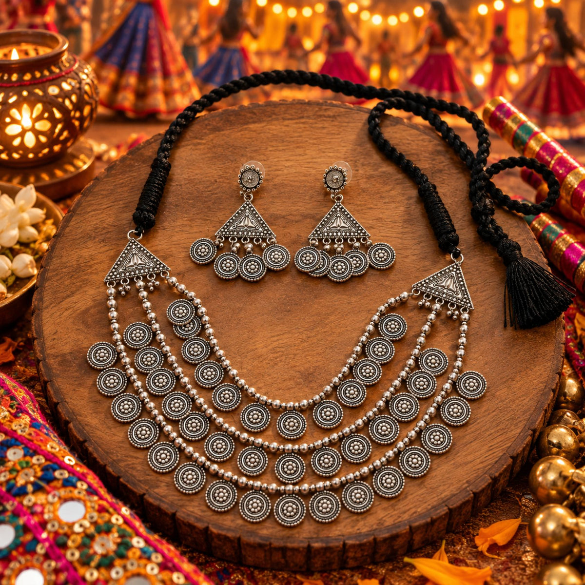 Teen Dhara Sikka Oxidised Necklace Set - image 1