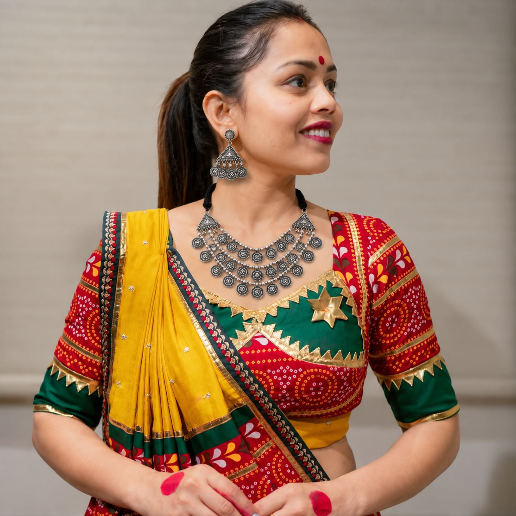Teen Dhara Sikka Oxidised Necklace Set - image 2