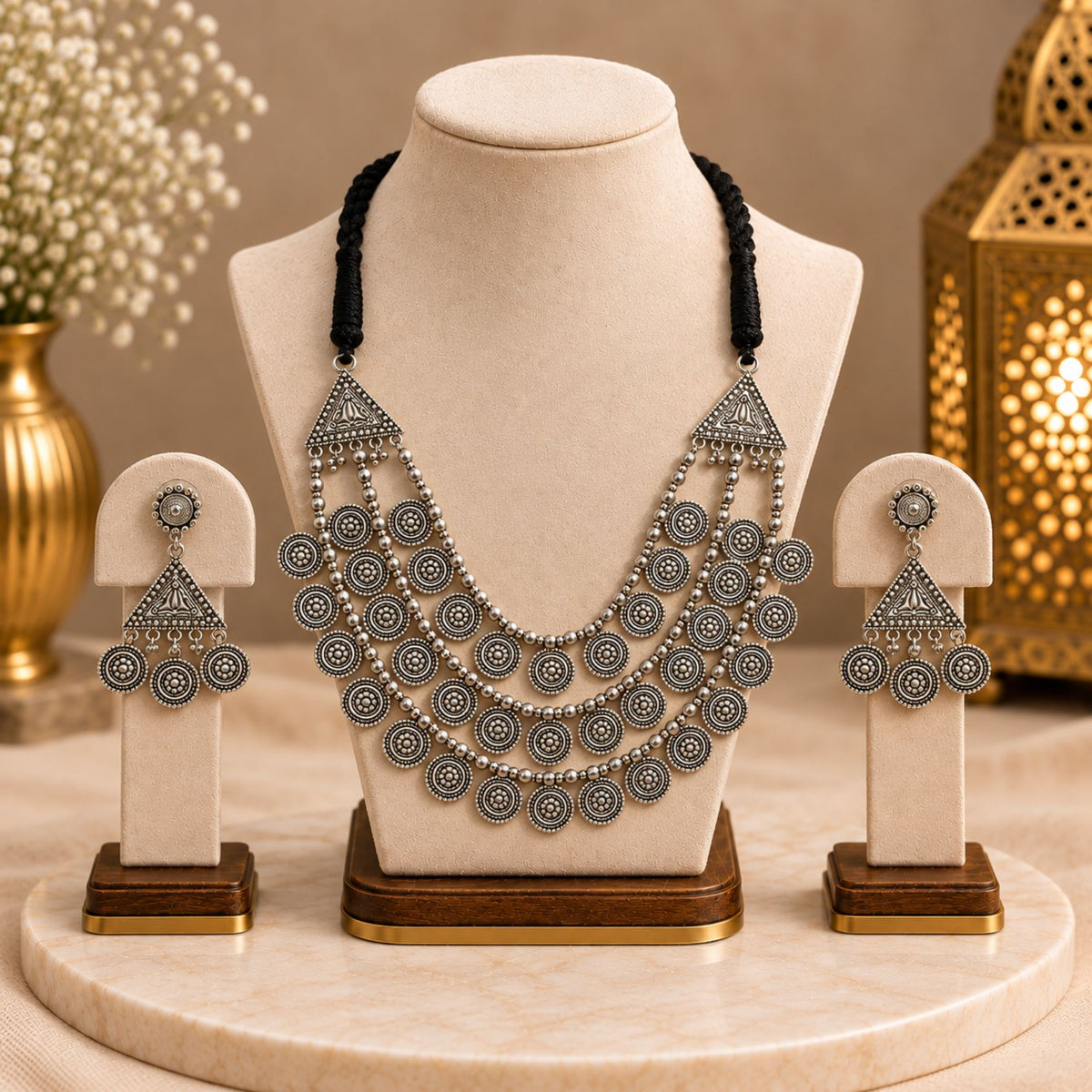 Teen Dhara Sikka Oxidised Necklace Set - image 4