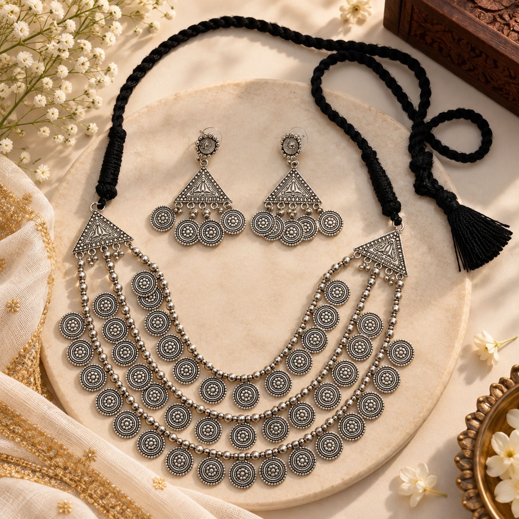 Teen Dhara Sikka Oxidised Necklace Set - image 5