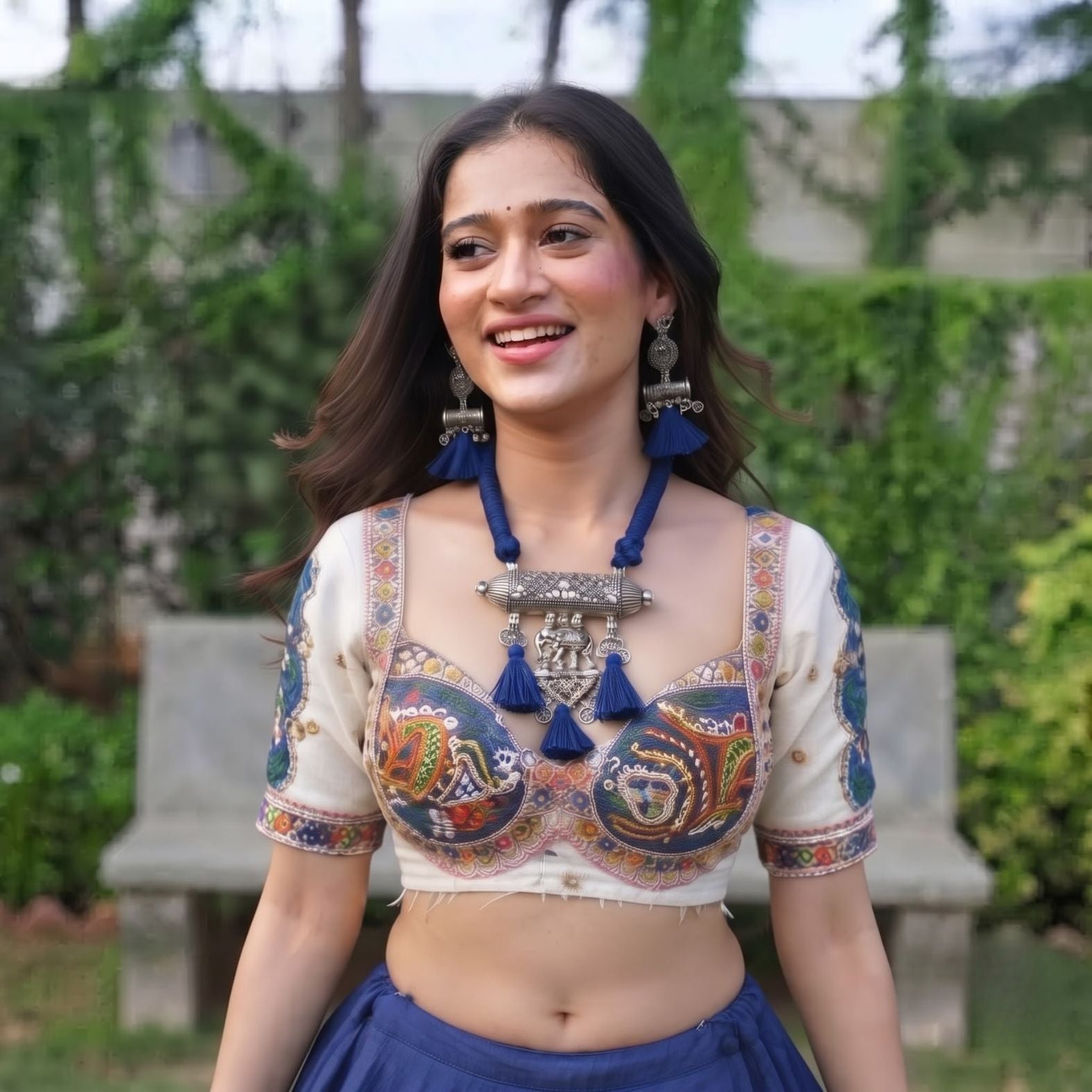 Neel Gajraaj Dholki Tassel Necklace Set - image 1