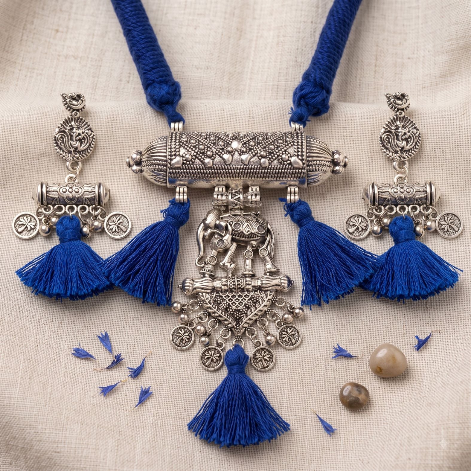 Neel Gajraaj Dholki Tassel Necklace Set - image 4