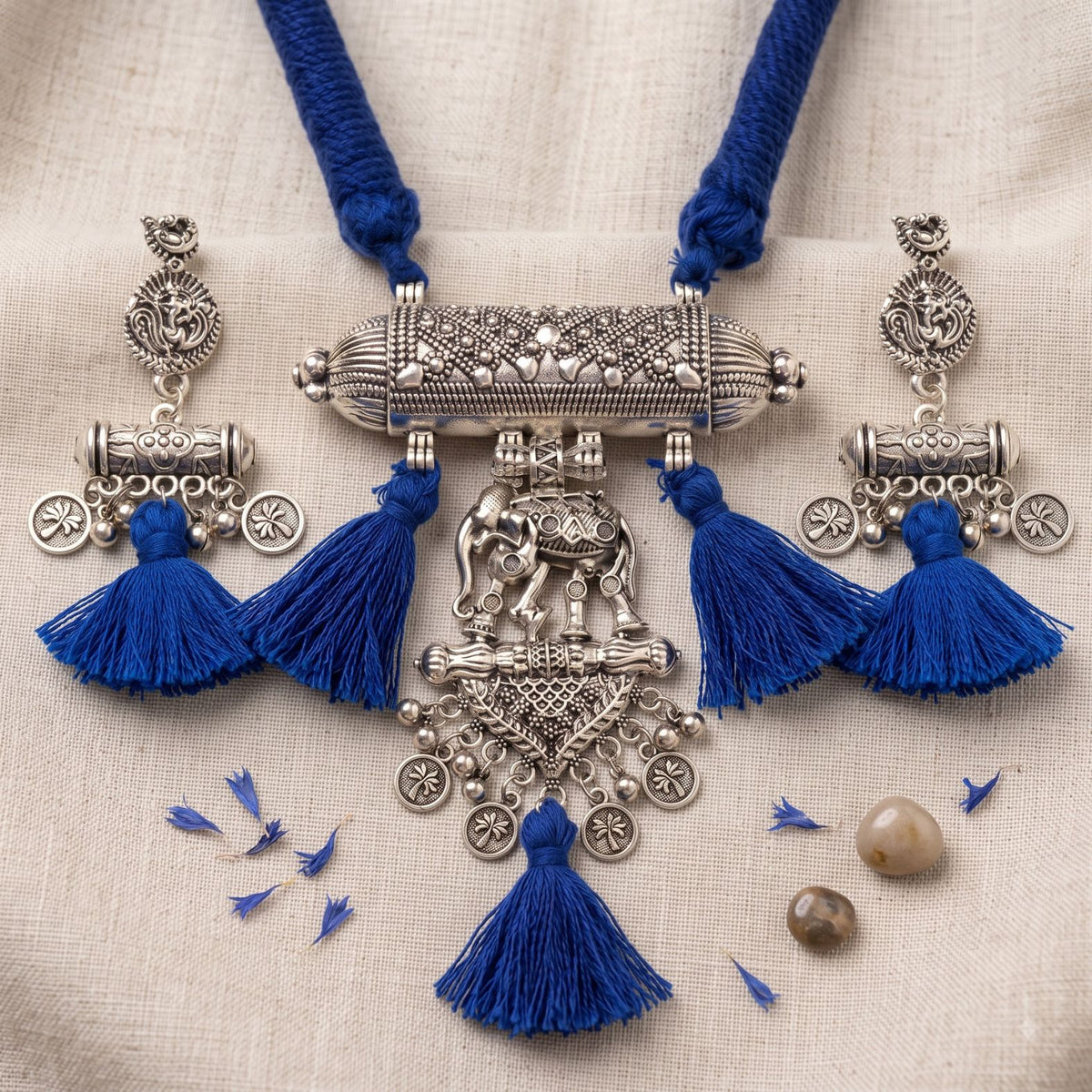 Neel Gajraaj Dholki Tassel Necklace Set - image 4