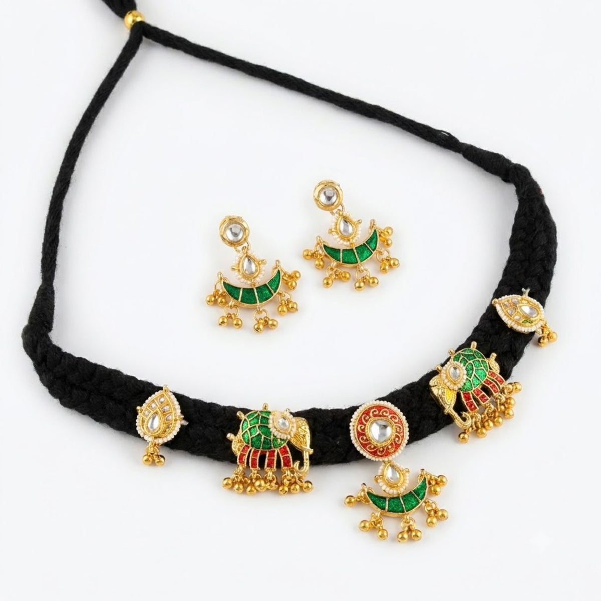 Hari Ghughri Black Dori Necklace Set - view 2