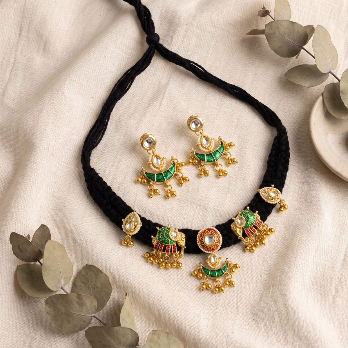 Hari Ghughri Black Dori Necklace Set - view 3