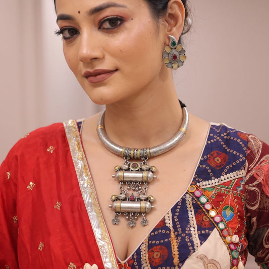 Dholki Mor Dual-Tone Necklace Set - view 1