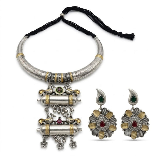 Dholki Mor Dual-Tone Necklace Set - view 2