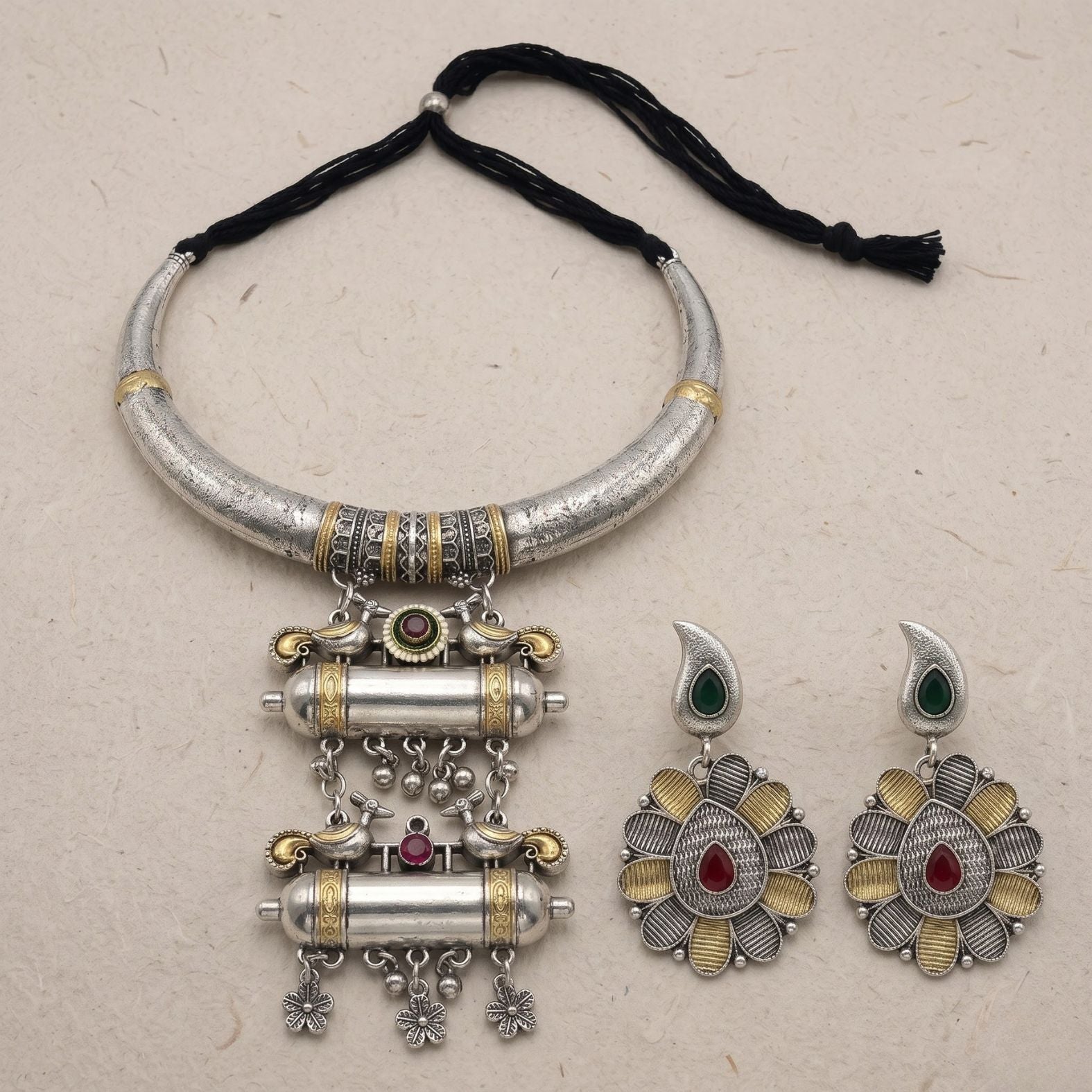 Dholki Mor Dual-Tone Necklace Set - view 3