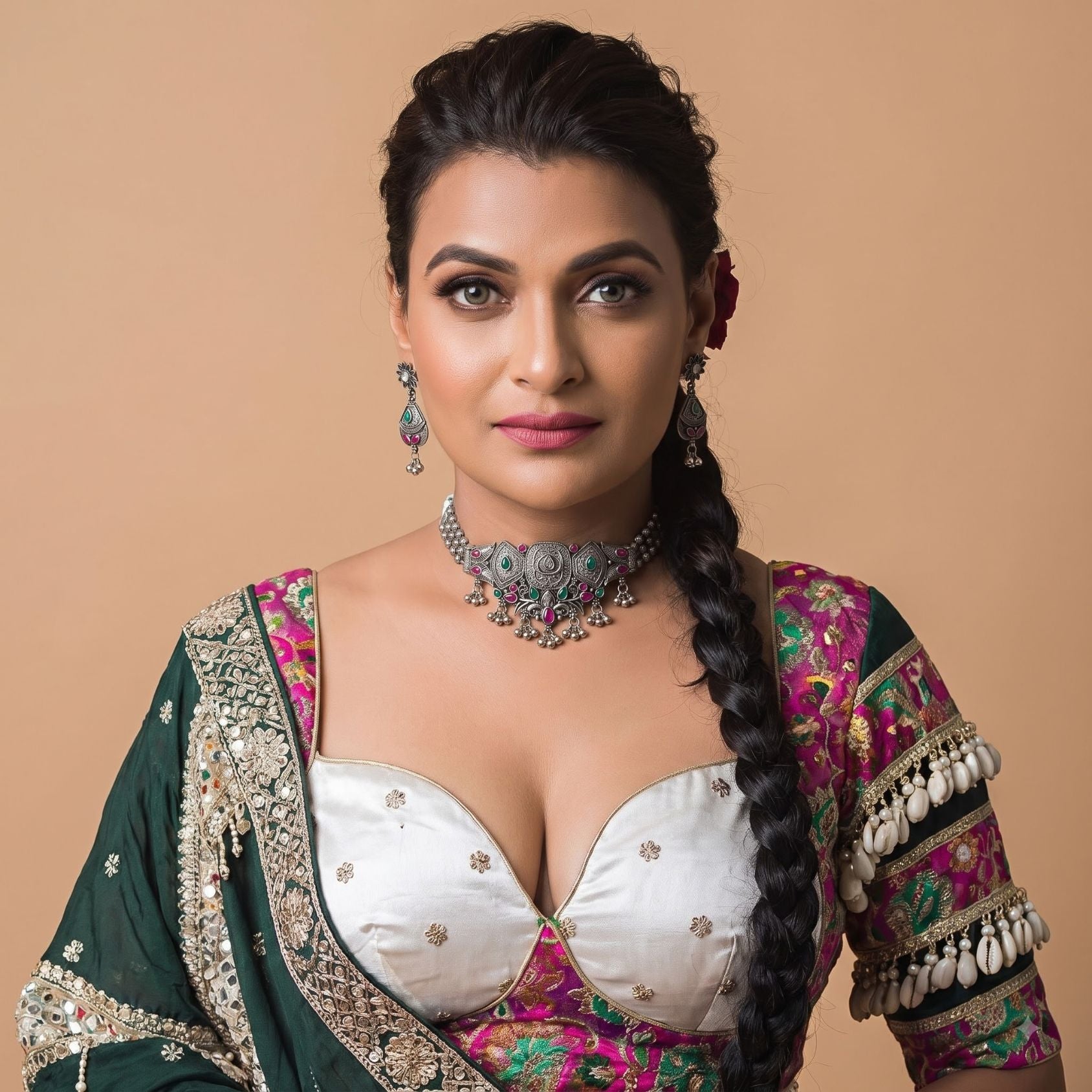 Rani Phool Ghughri Oxidised Choker Set - view 1