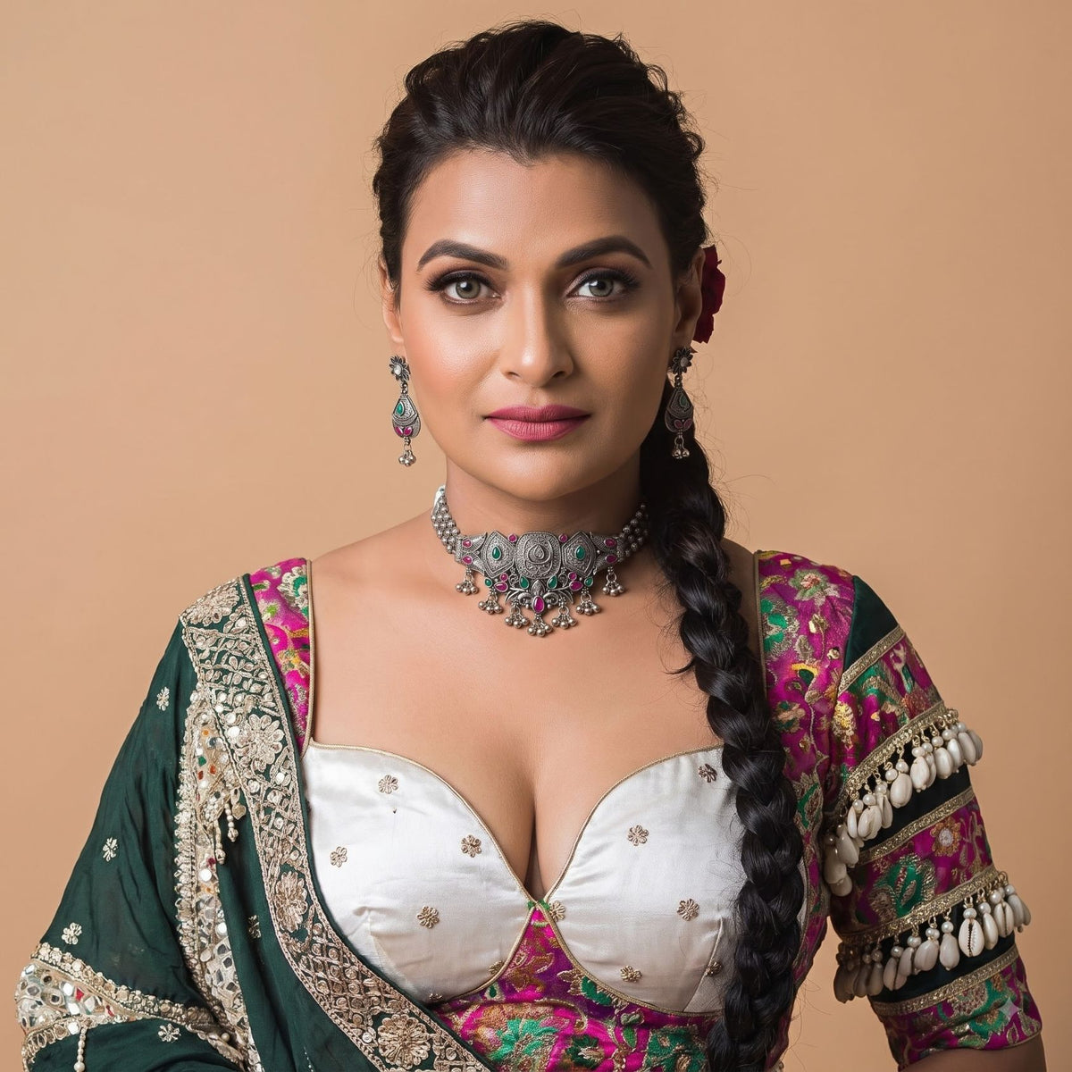 Rani Phool Ghughri Oxidised Choker Set - view 1