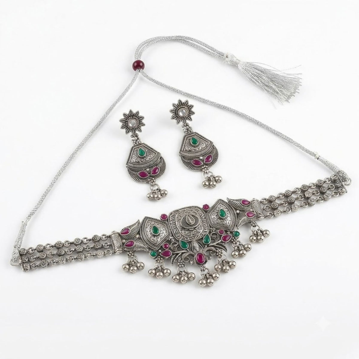 Rani Phool Ghughri Oxidised Choker Set - view 2