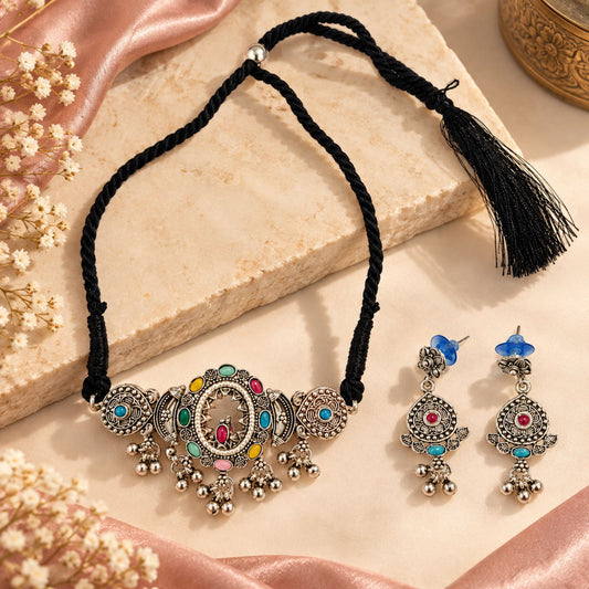 Navrang Chakra Ghughri Necklace Set - view 4