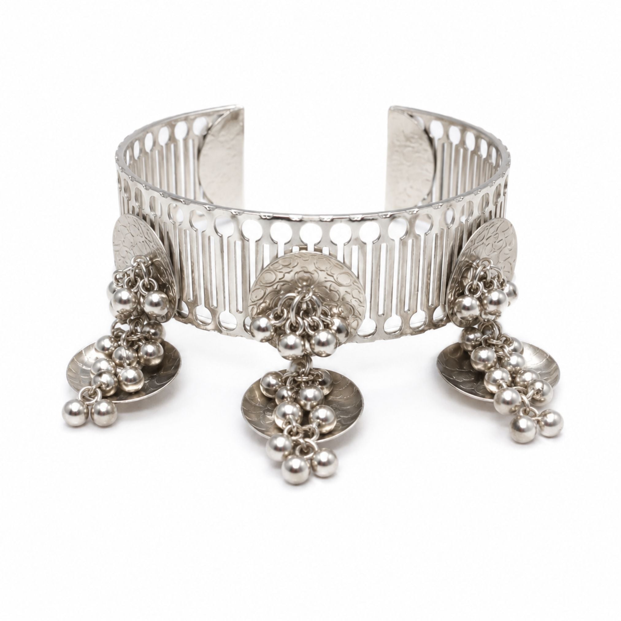 Navratri Ghungroo Tassel Oxidised Cuff Bangle - view 1
