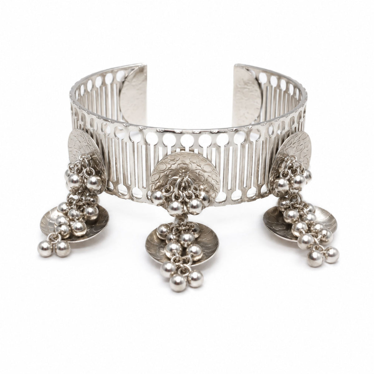 Navratri Ghungroo Tassel Oxidised Cuff Bangle - view 1