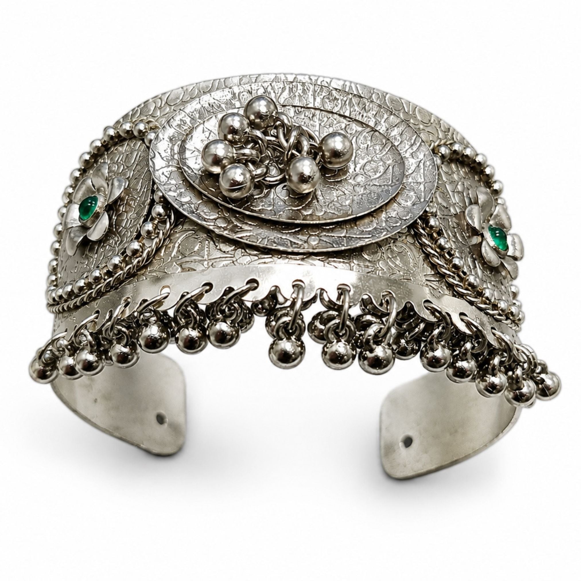 Navratri Floral Ghungroo Oxidised Statement Cuff - view 2
