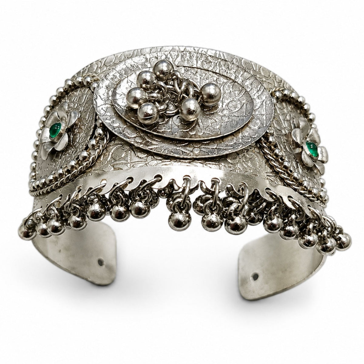Navratri Floral Ghungroo Oxidised Statement Cuff - view 2