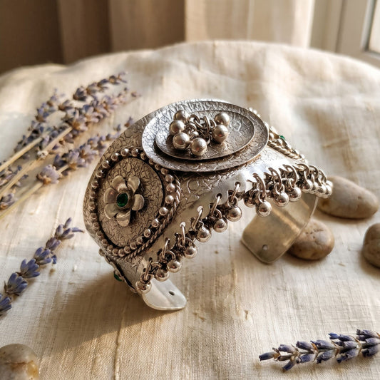 Navratri Floral Ghungroo Oxidised Statement Cuff - view 4
