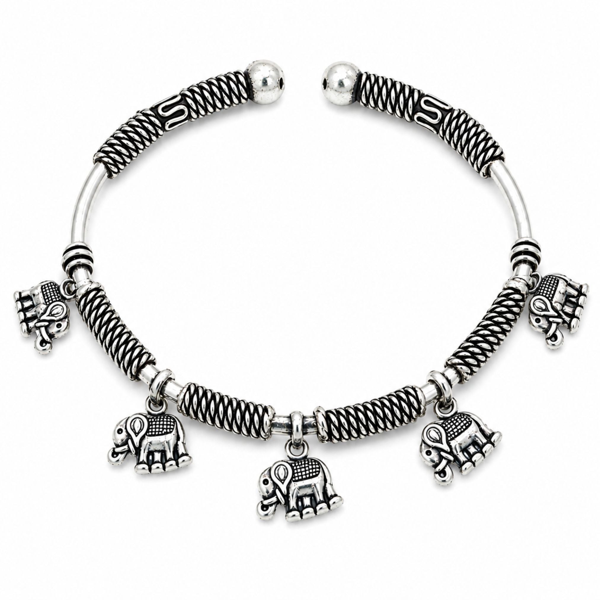 Navratri Elephant Charm Oxidised Kada - view 2