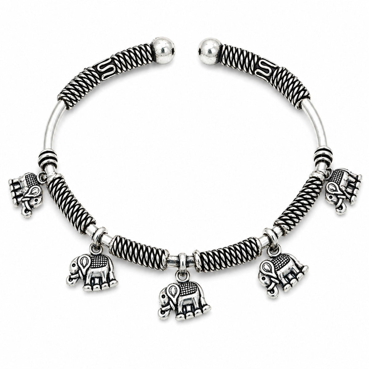 Navratri Elephant Charm Oxidised Kada - view 2