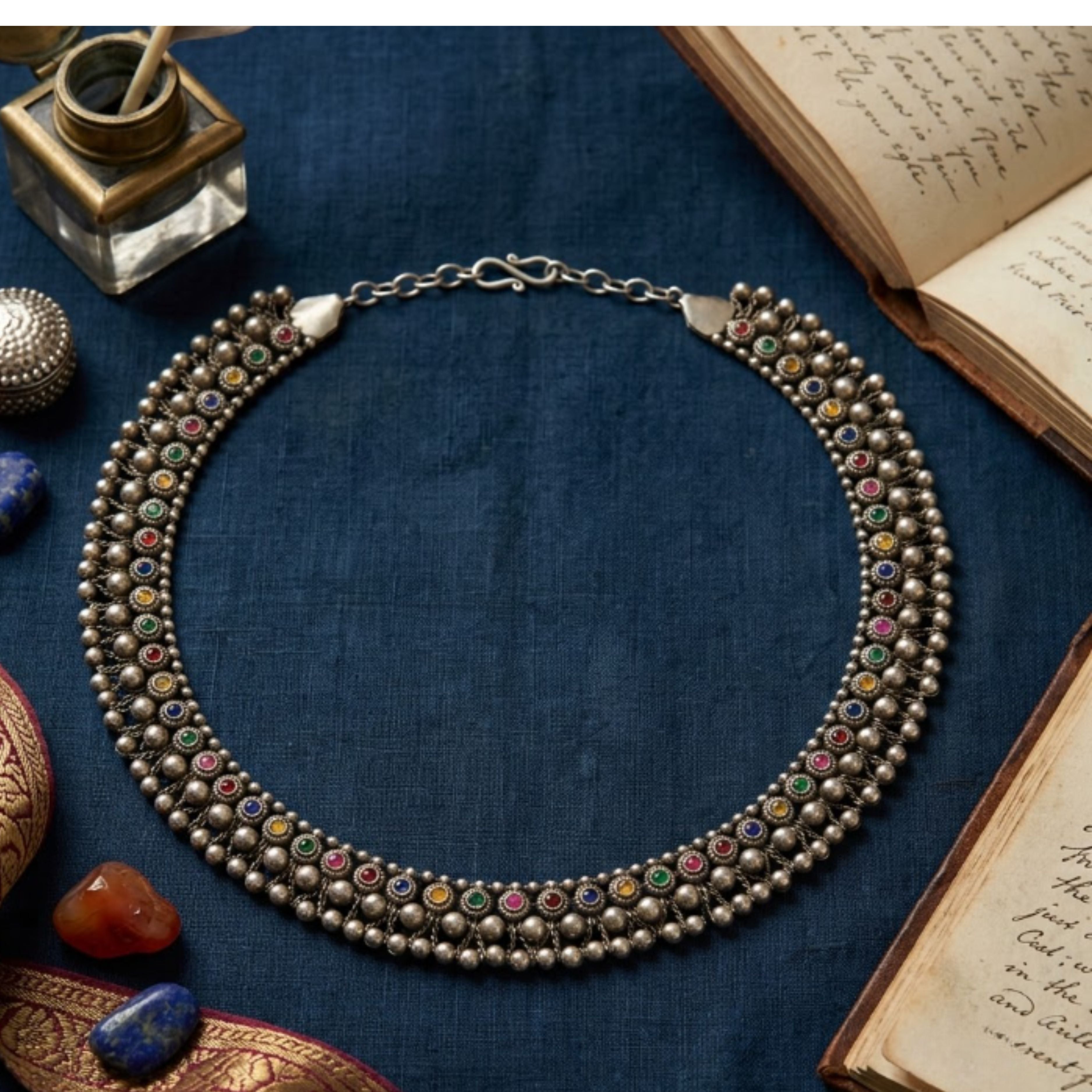 Navratri Multicolour Stone Oxidised Kandora - view 5
