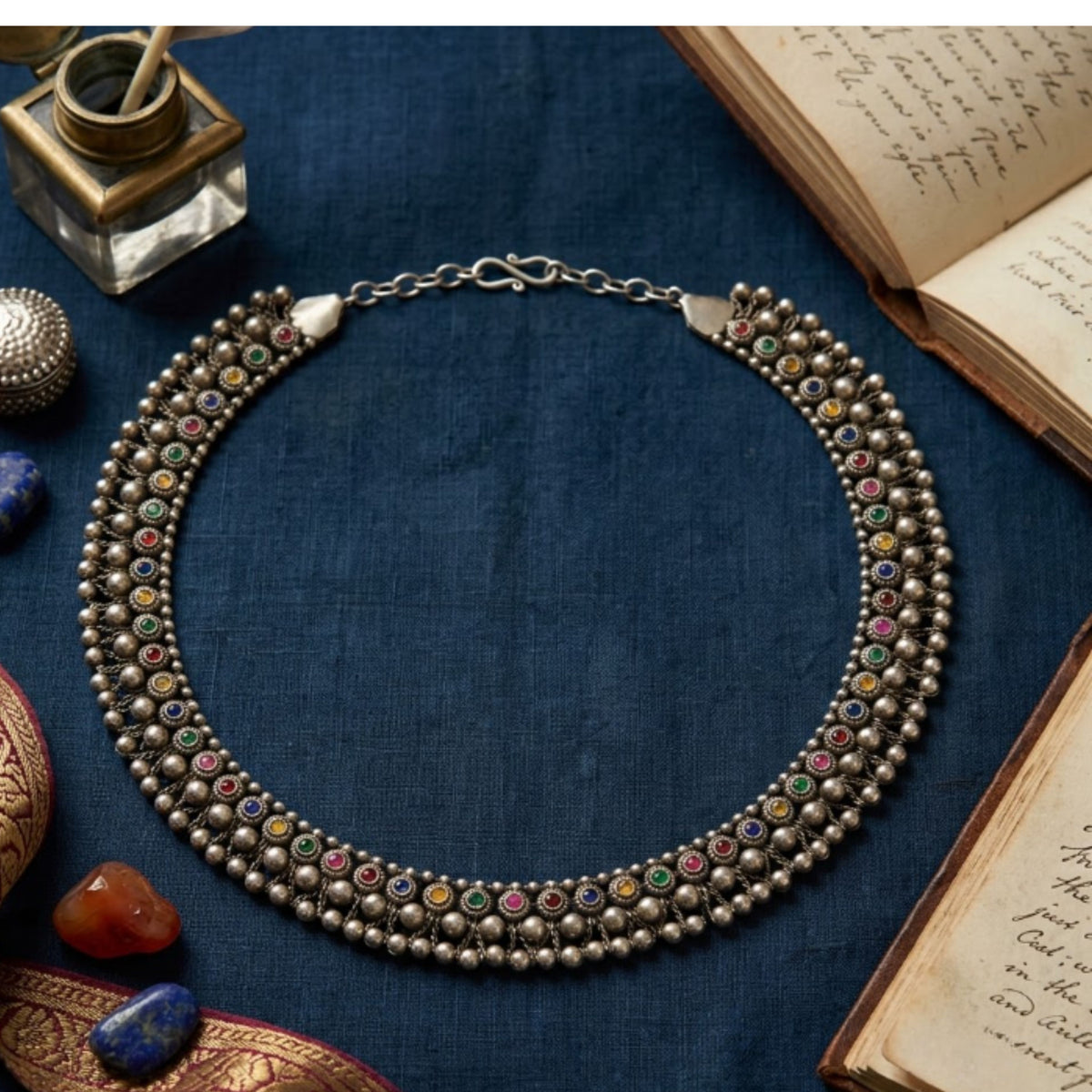 Navratri Multicolour Stone Oxidised Kandora - view 5