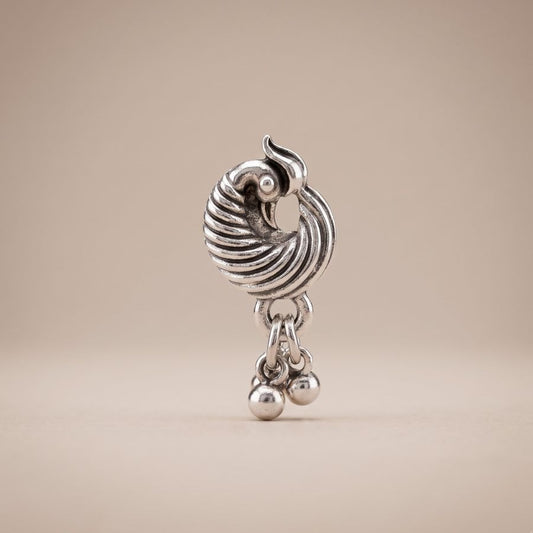 Navratri Crescent Ghungroo Oxidised Nose Pin - view 2