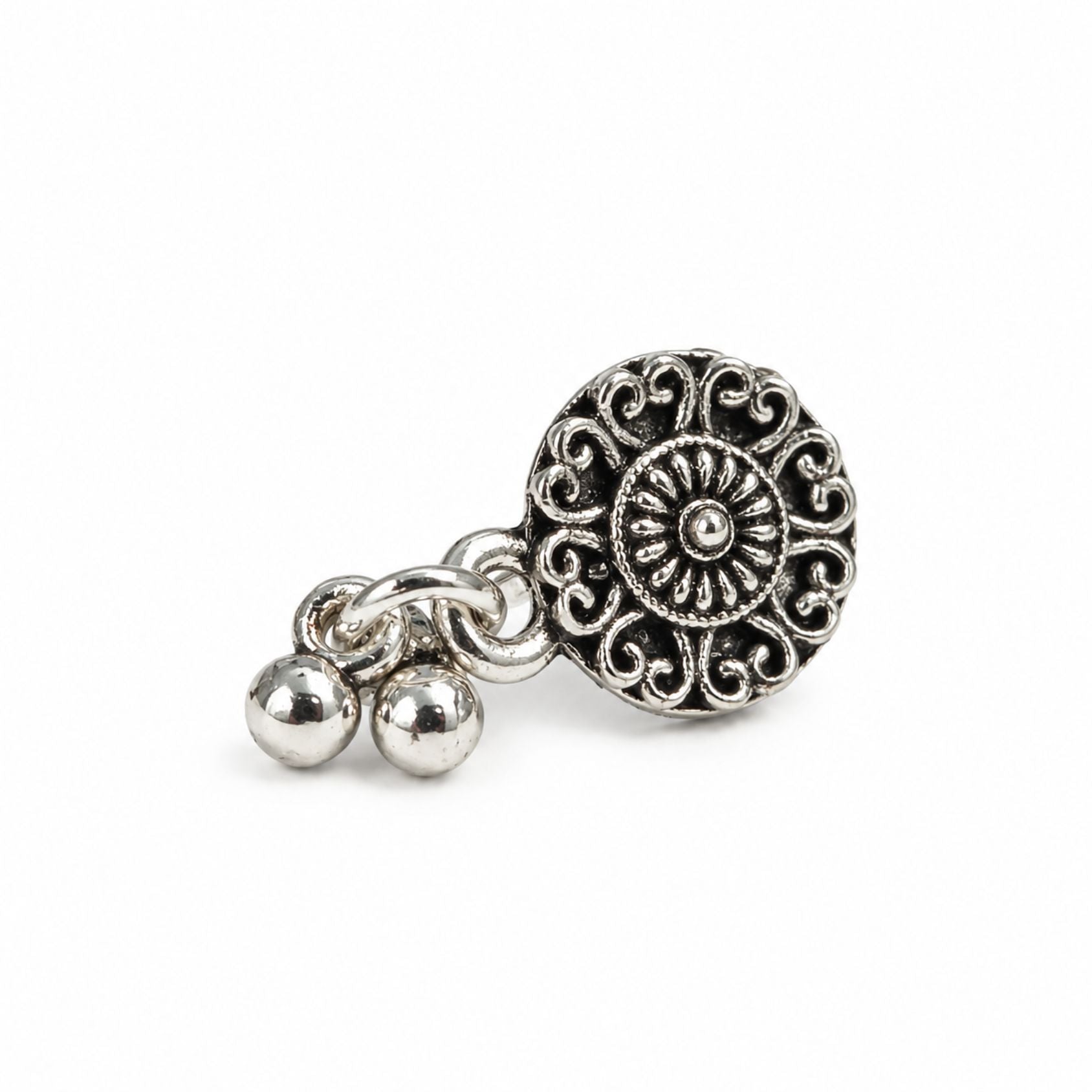 Navratri Floral Stone Oxidised Nose Pin - view 2