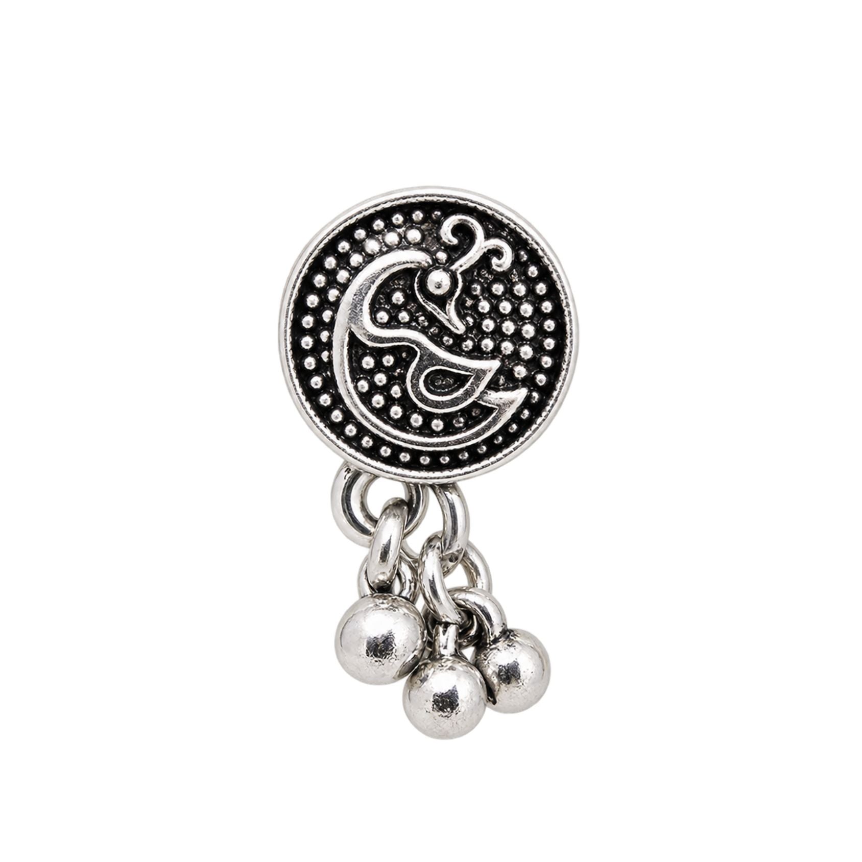Navratri Round Paisley Oxidised Nose Pin - view 2