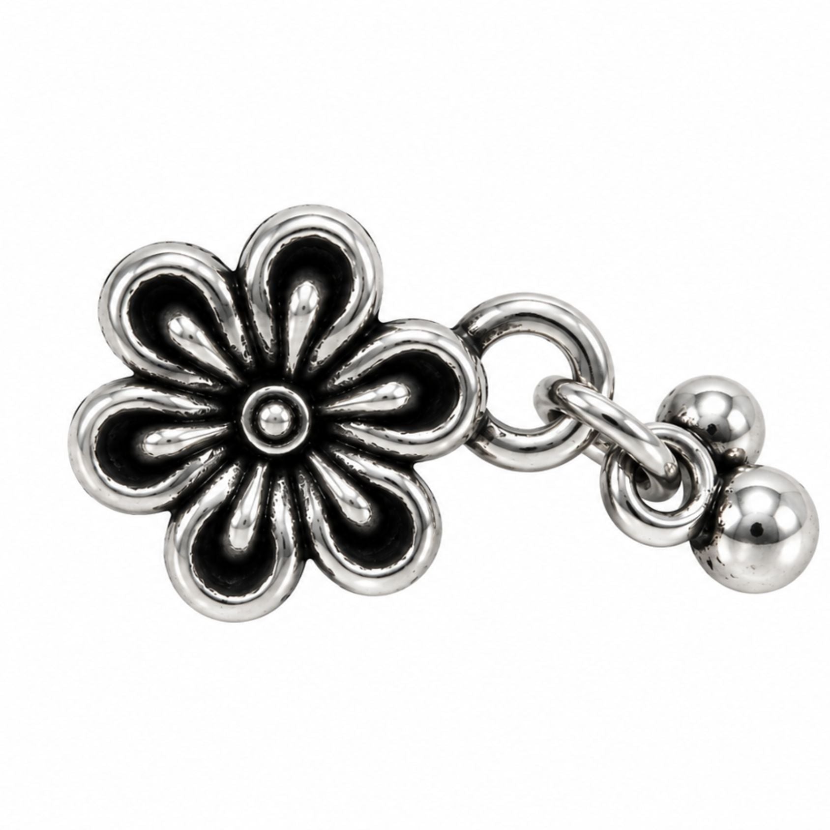 Navratri Five-Petal Flower Oxidised Nose Pin - view 3