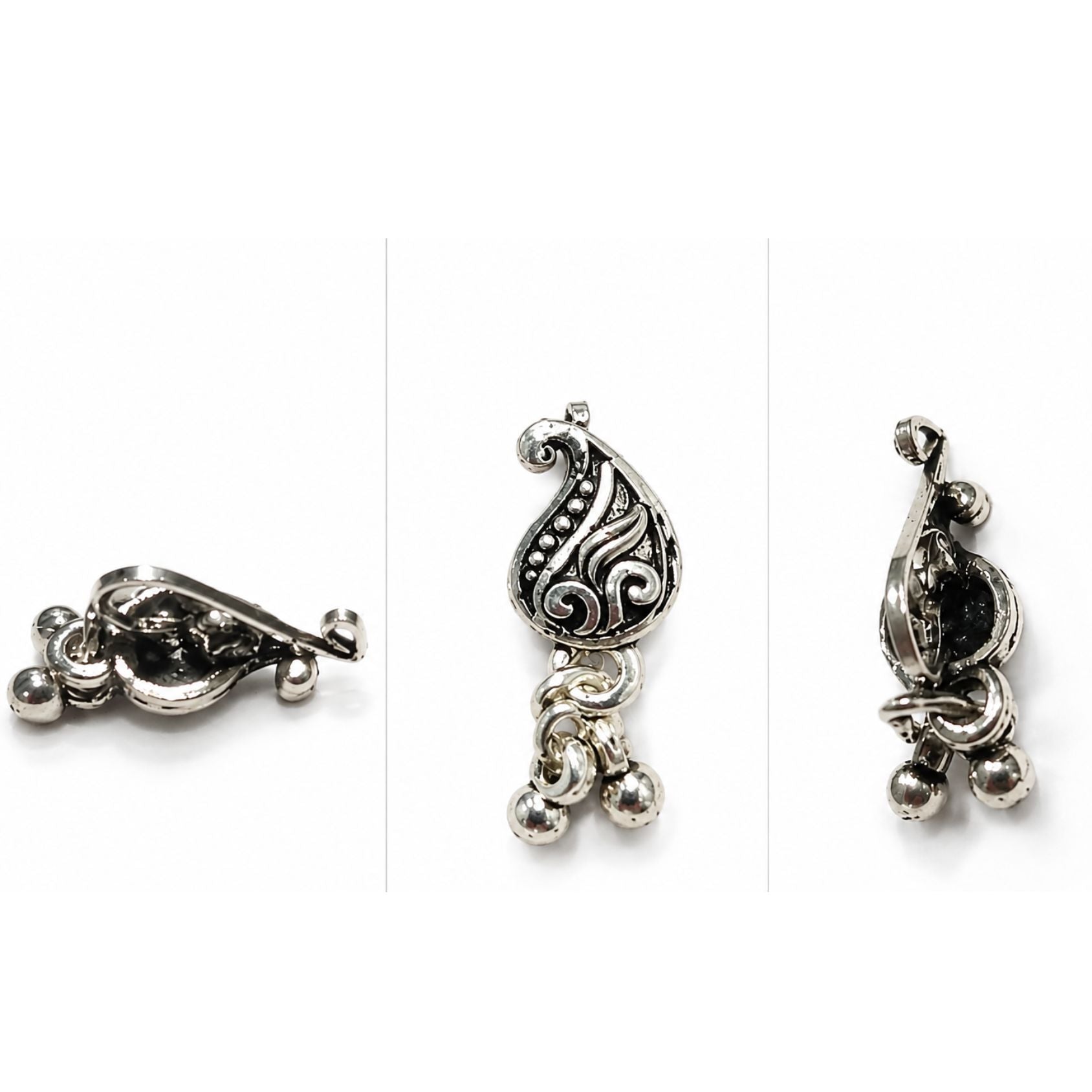 Navratri Paisley Ghungroo Oxidised Nose Pin - view 1