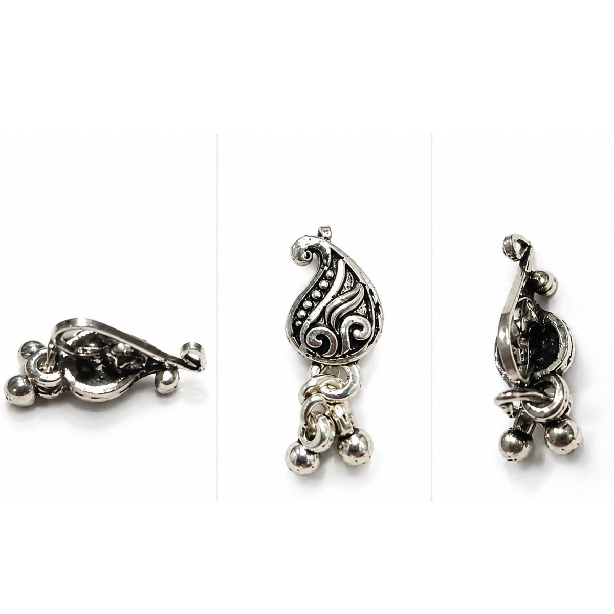 Navratri Paisley Ghungroo Oxidised Nose Pin - view 1