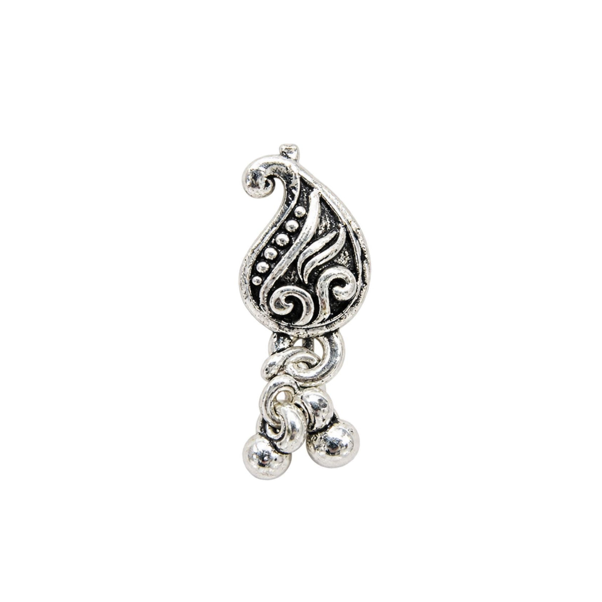 Navratri Paisley Ghungroo Oxidised Nose Pin - view 4
