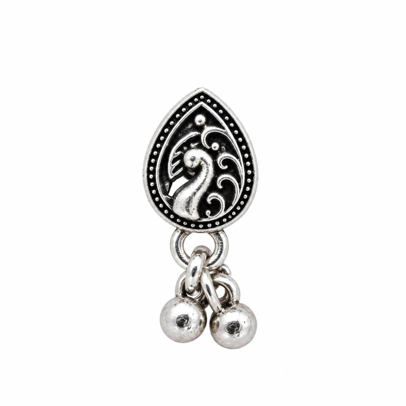 Navratri Leaf Paisley Oxidised Nose Pin - view 2