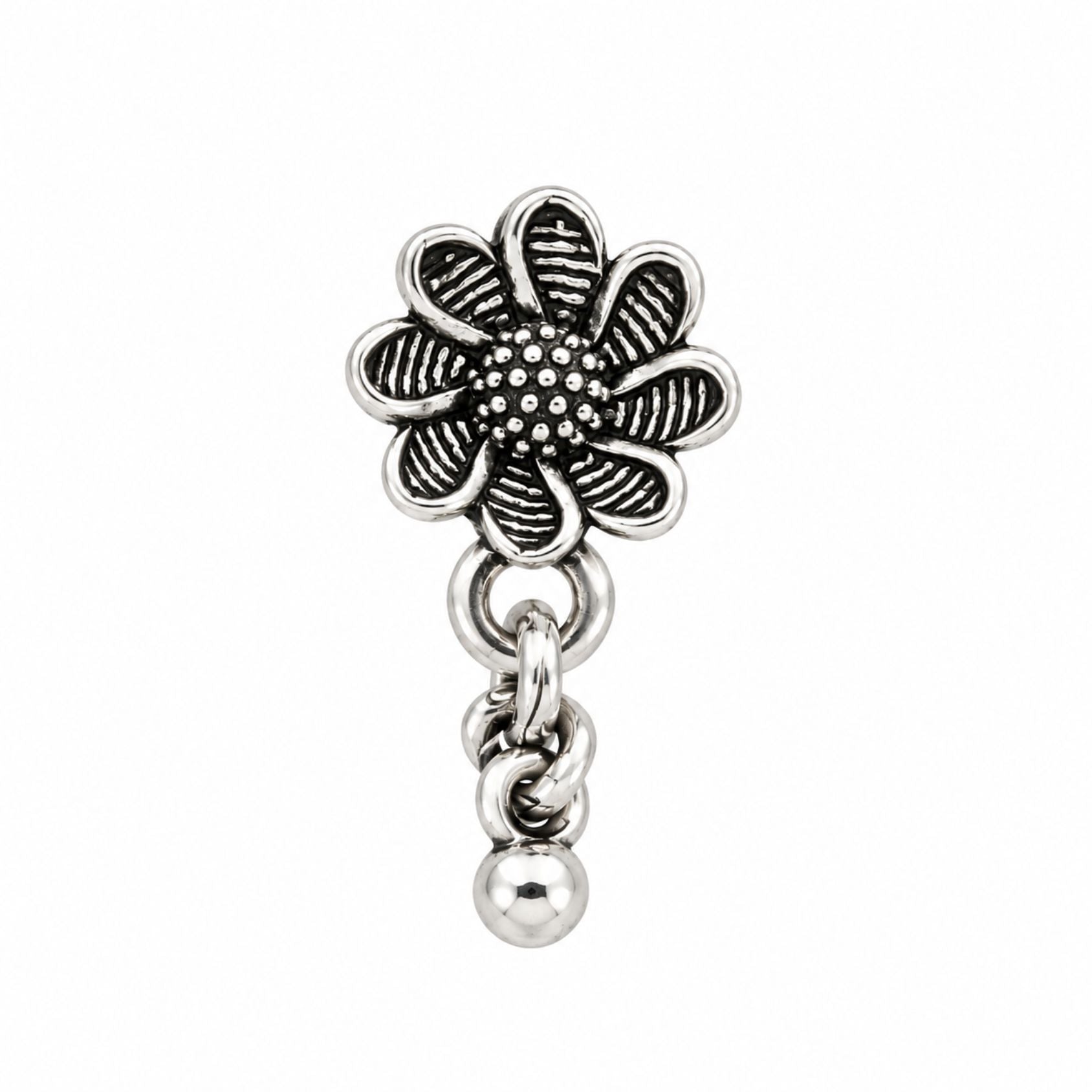 Navratri Spiral Flower Oxidised Nose Pin - view 2