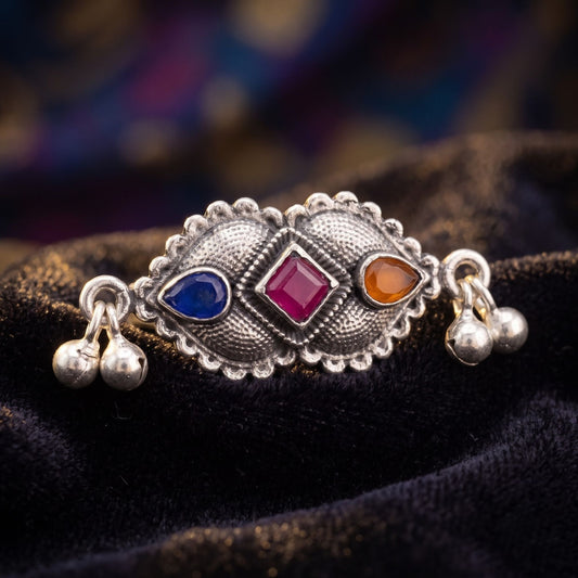 Navratri Diamond Ghungroo Oxidised Ring - view 4