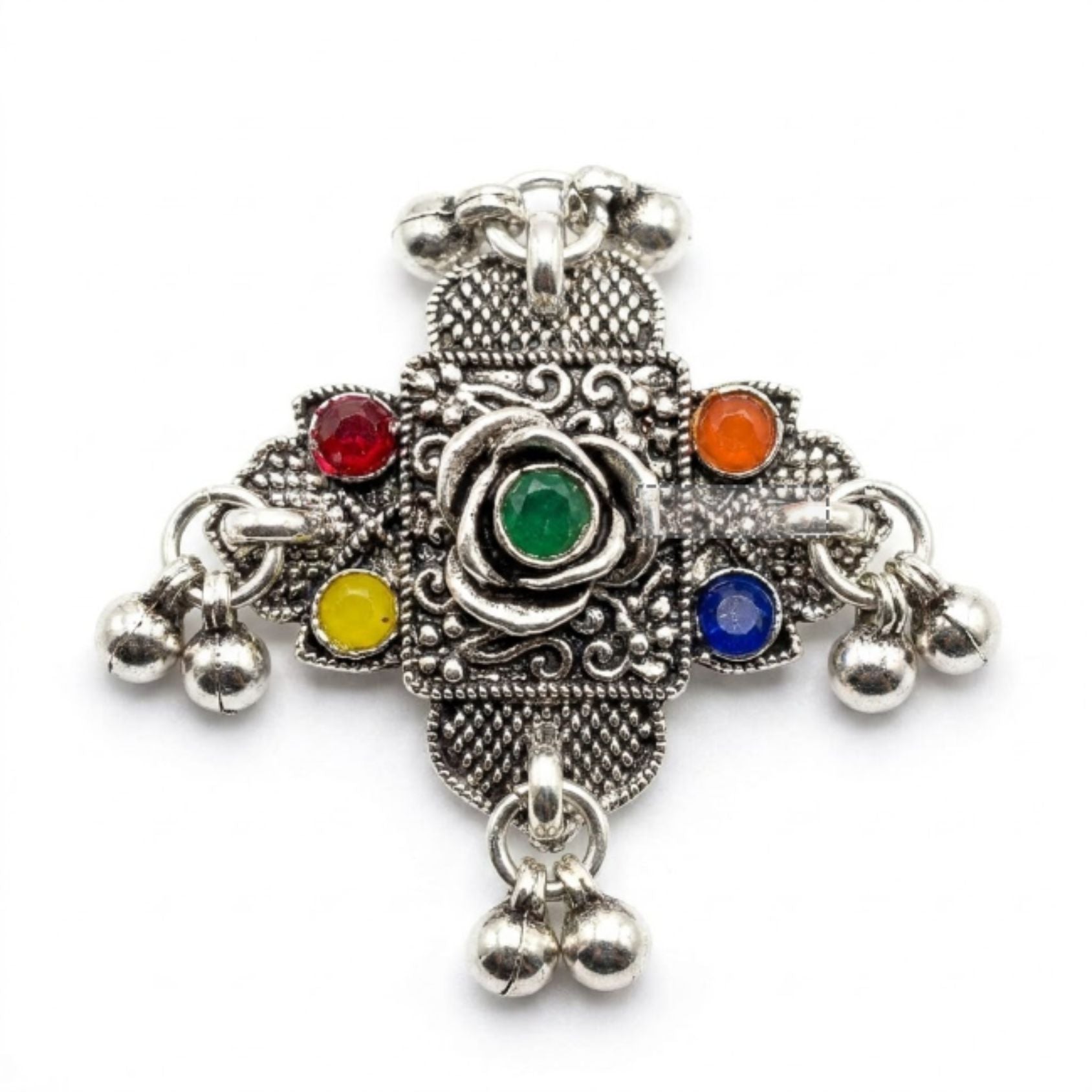 Navratri Green Stone Peacock Oxidised Ring - view 2