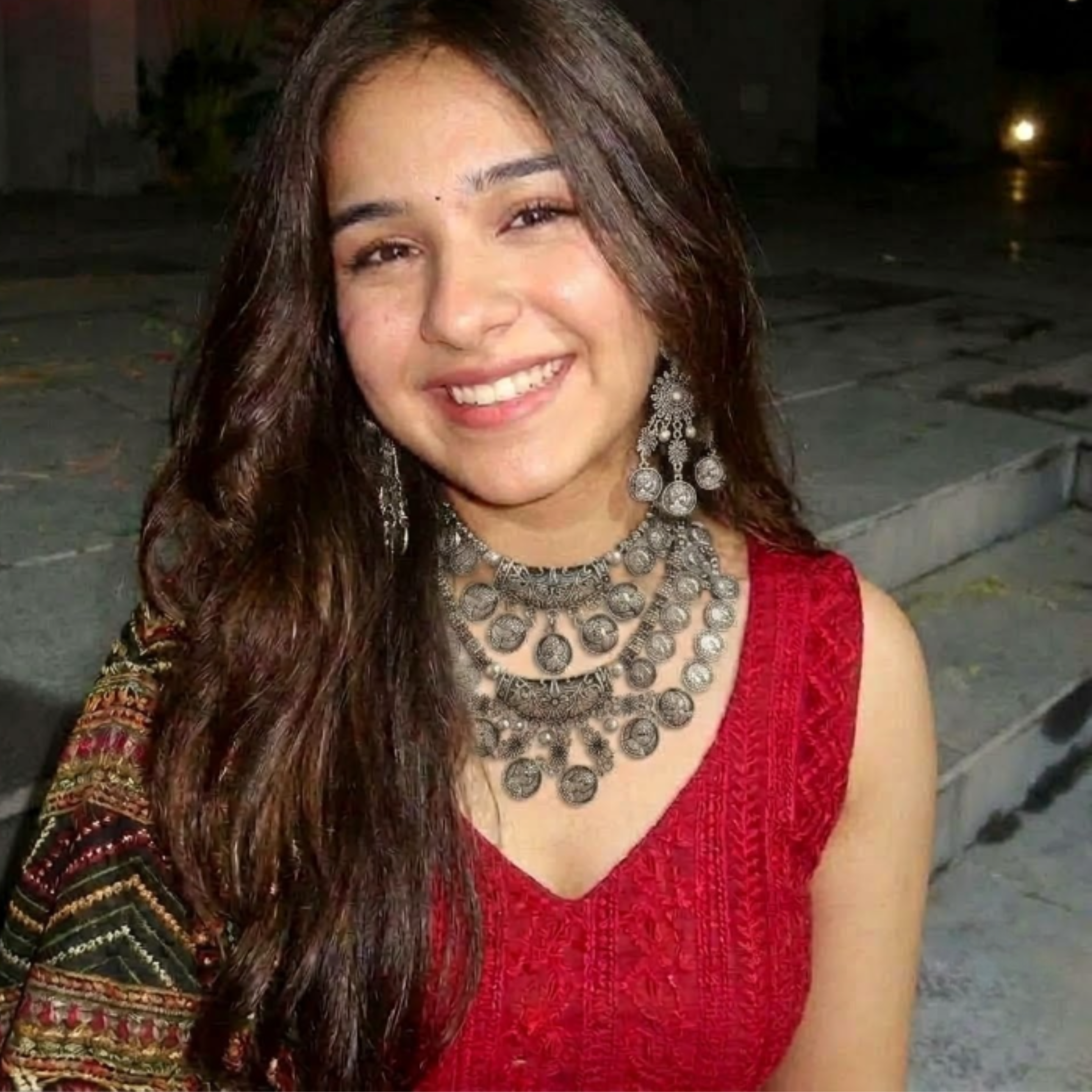 Navratri Coin Fringe Oxidised Choker Set - view 1
