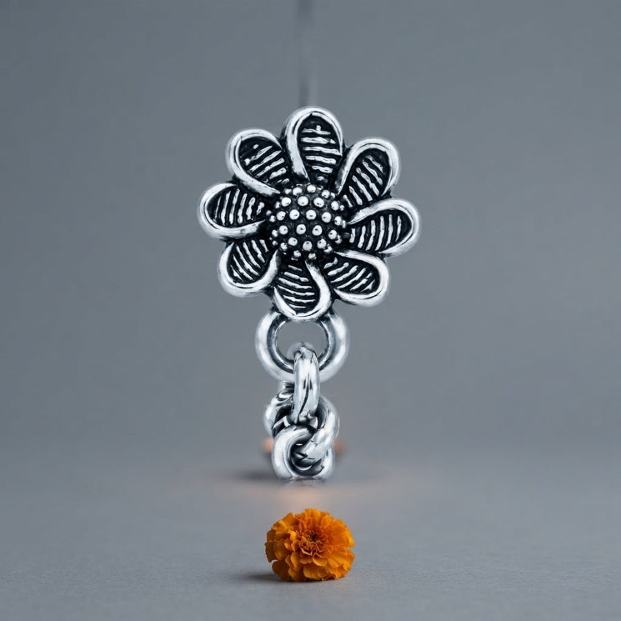 Phool Rekha Oxidised Floral Nose Pin