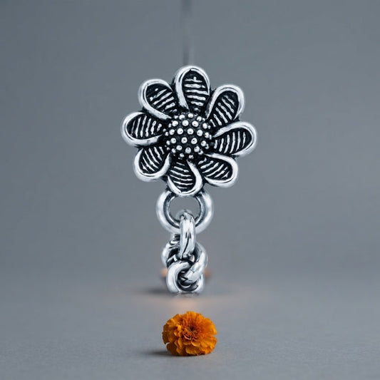 Phool Rekha Oxidised Floral Nose Pin