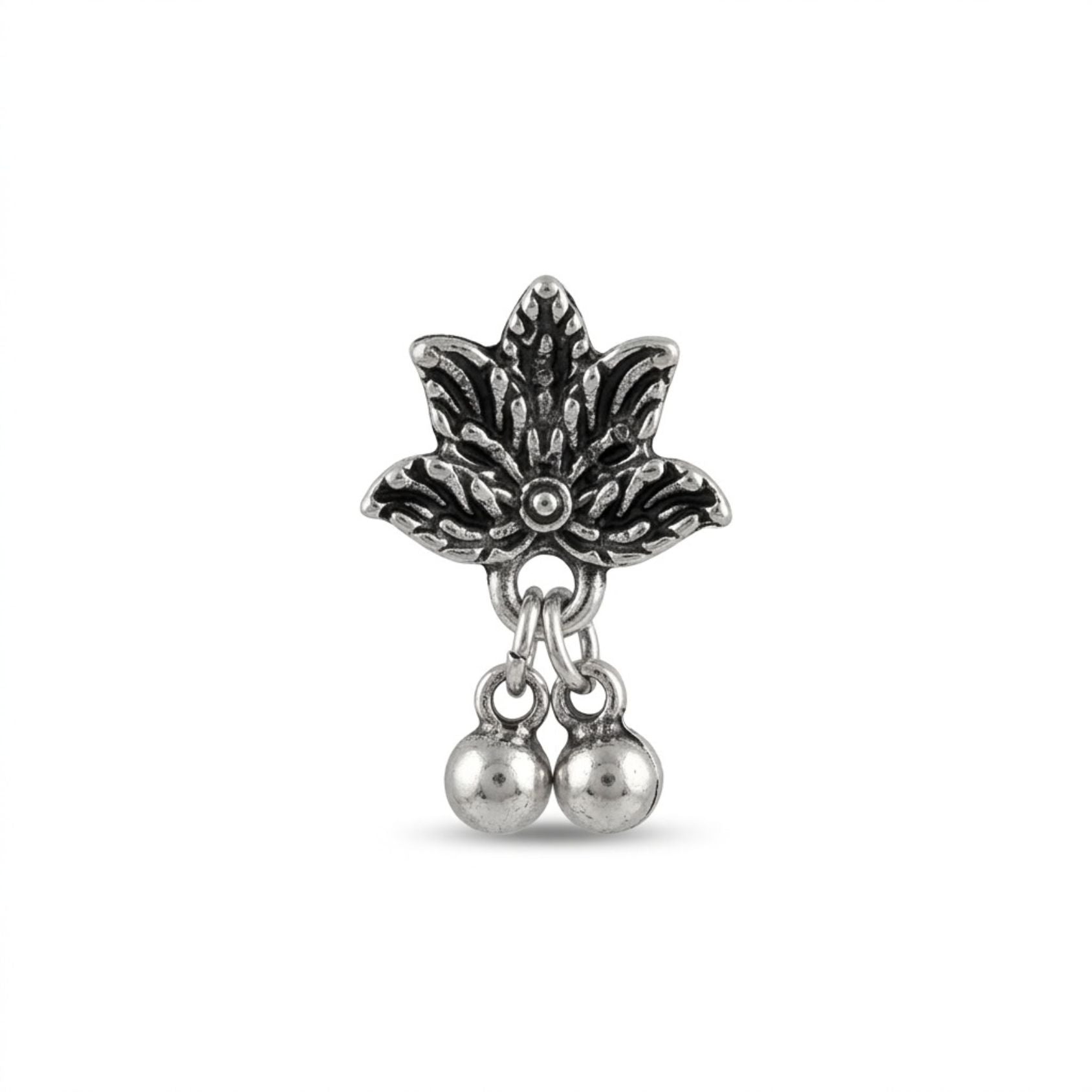 Phool Ghughri Oxidised Nose Pin - view 2