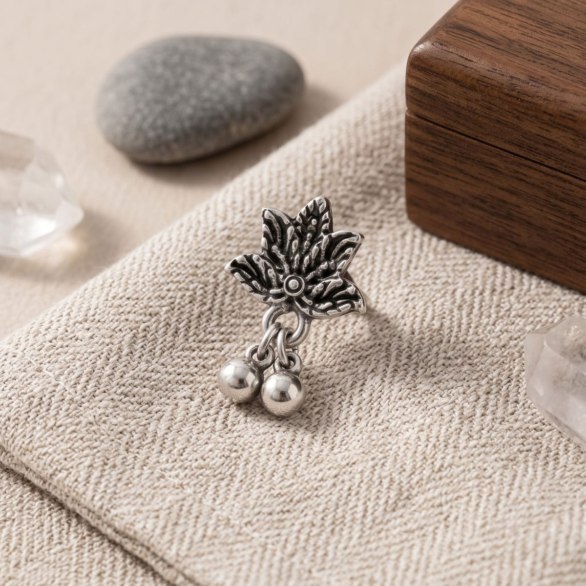 Phool Ghughri Oxidised Nose Pin - view 3