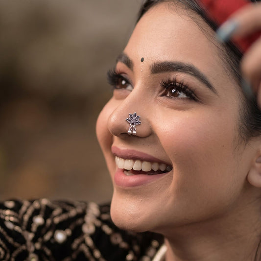 Phool Ghughri Oxidised Nose Pin - view 6