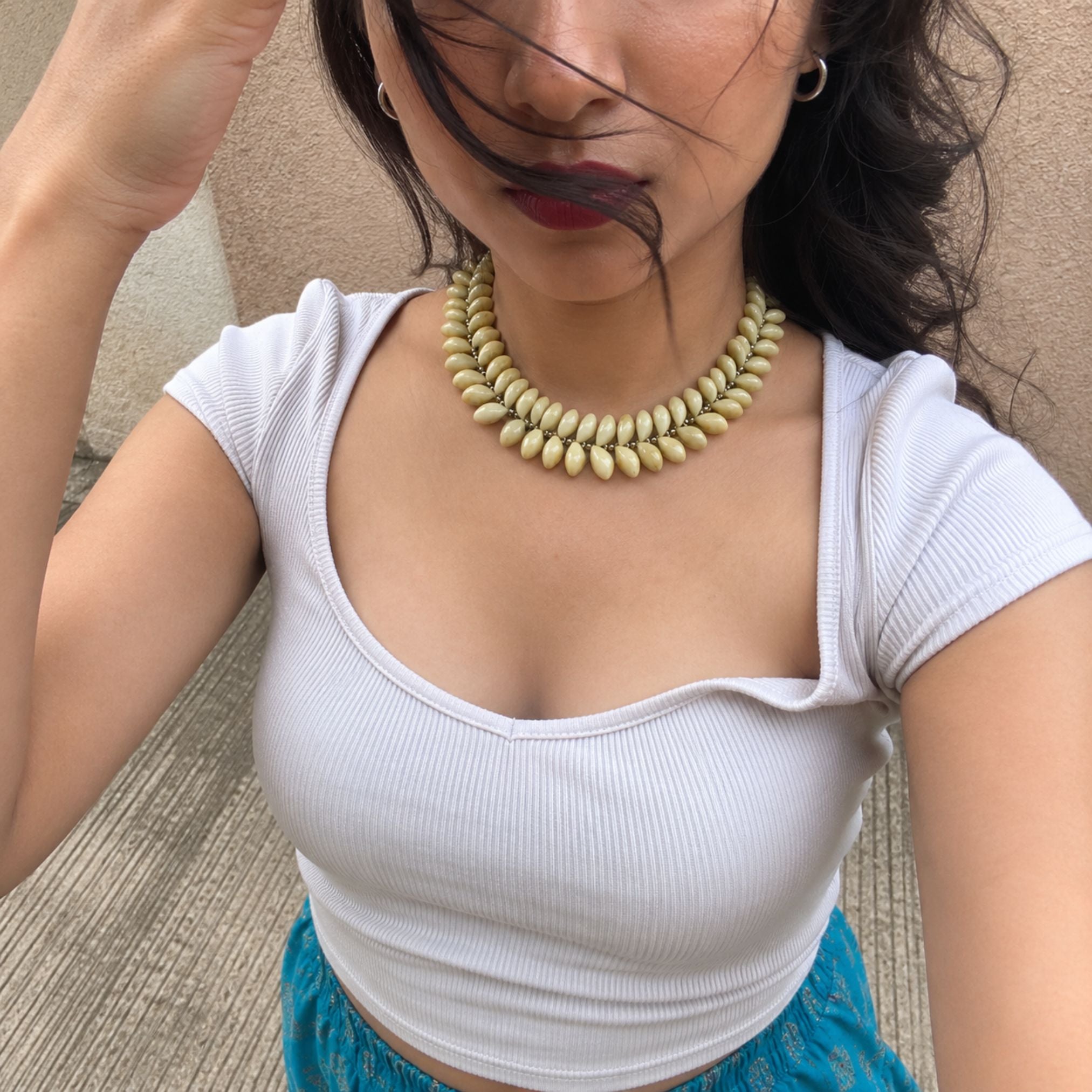 Mogra Dana Ivory Beaded Necklace - image 1