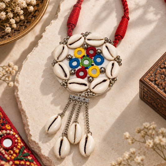 Phool Mandal Kodi Mirror Pendant Necklace - image 2