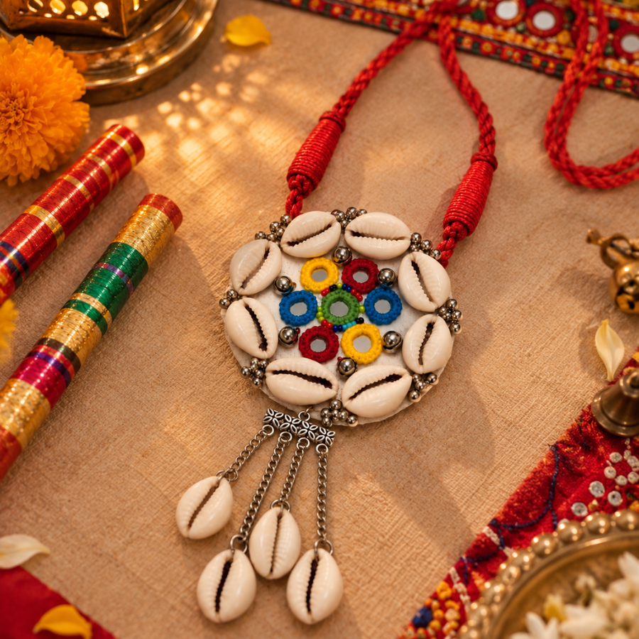 Phool Mandal Kodi Mirror Pendant Necklace - image 3