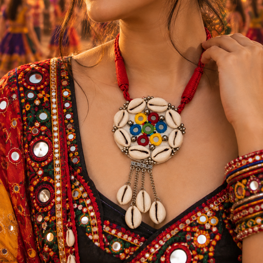 Phool Mandal Kodi Mirror Pendant Necklace - image 4