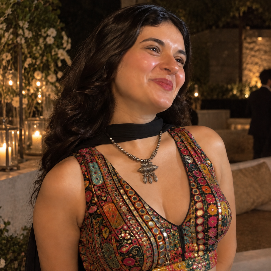 Mor Dholki Black Dori Oxidised Necklace - image 4